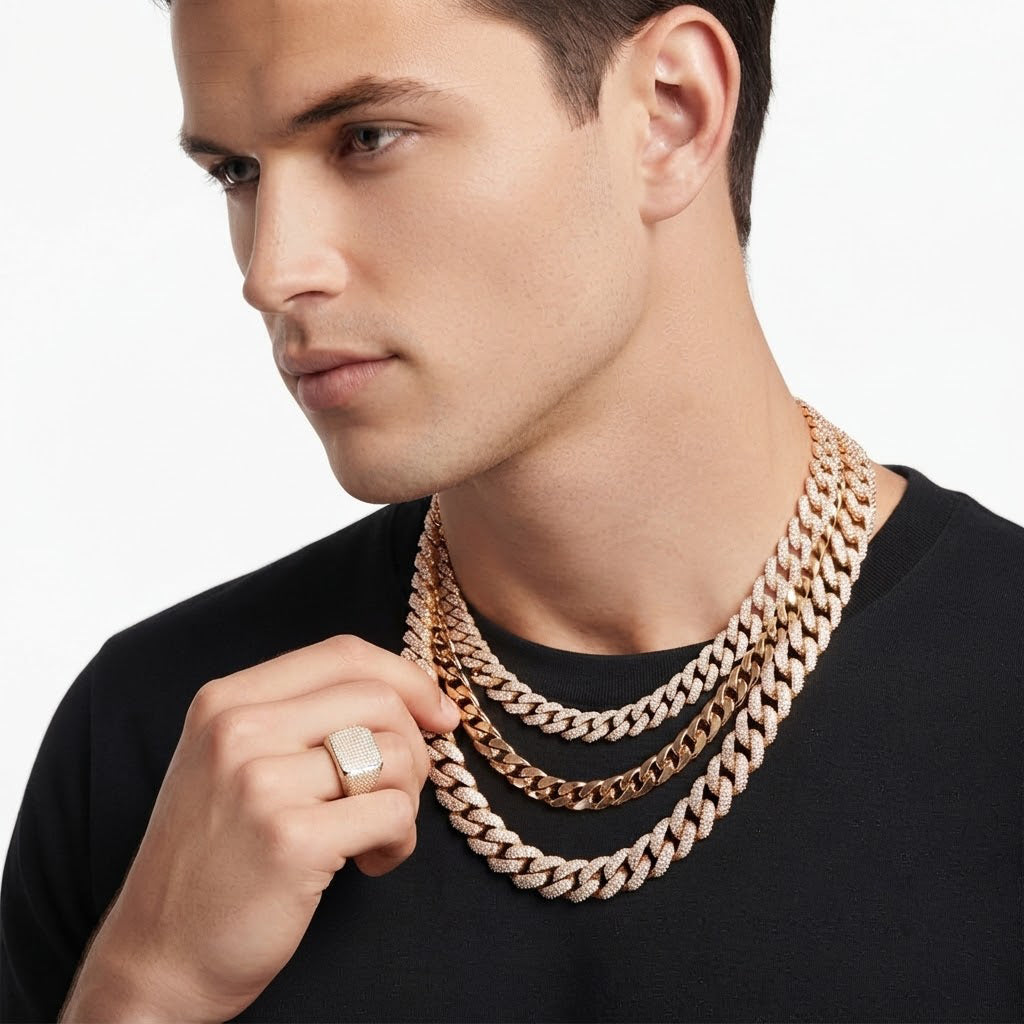 10mm Moissanite Diamond Double Row Fully Iced Classic Cuban Link Chain
