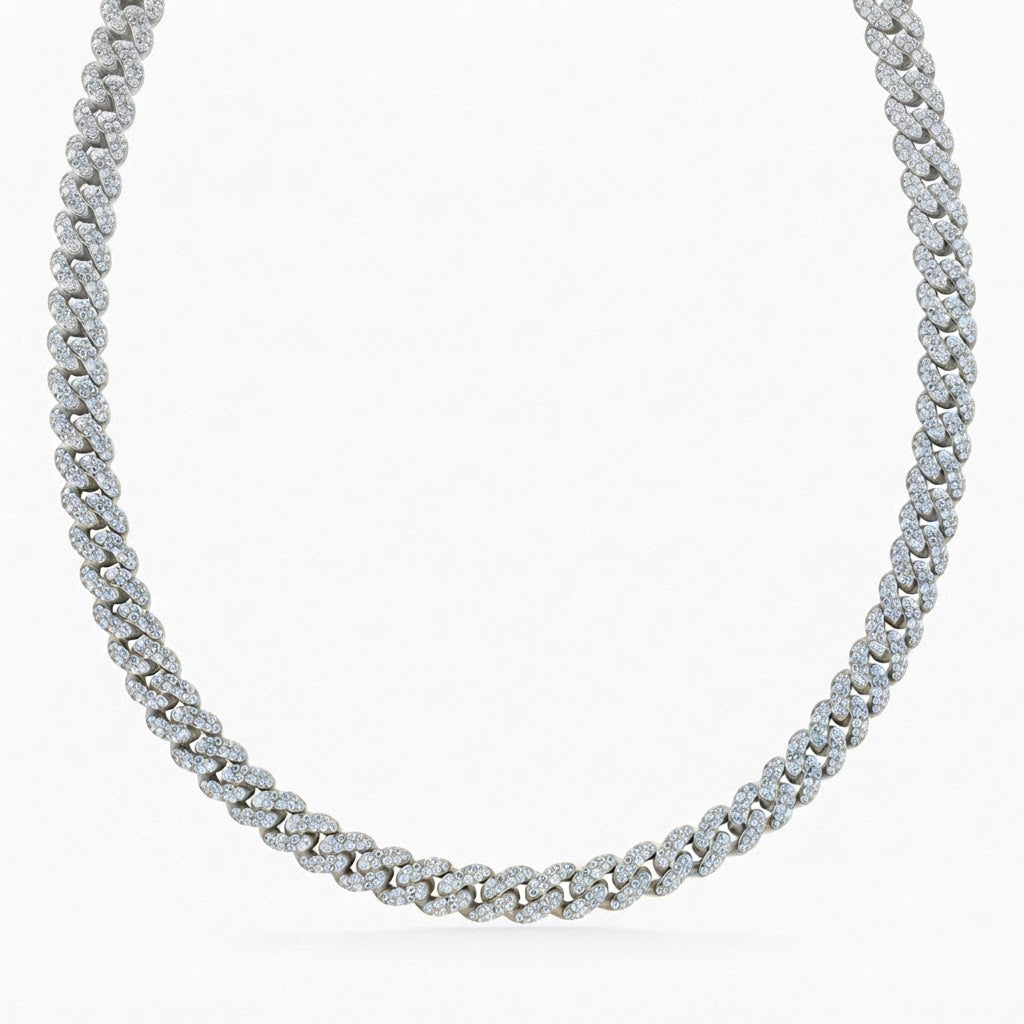 10mm Moissanite Diamond Double Row Fully Iced Classic Cuban Link Chain