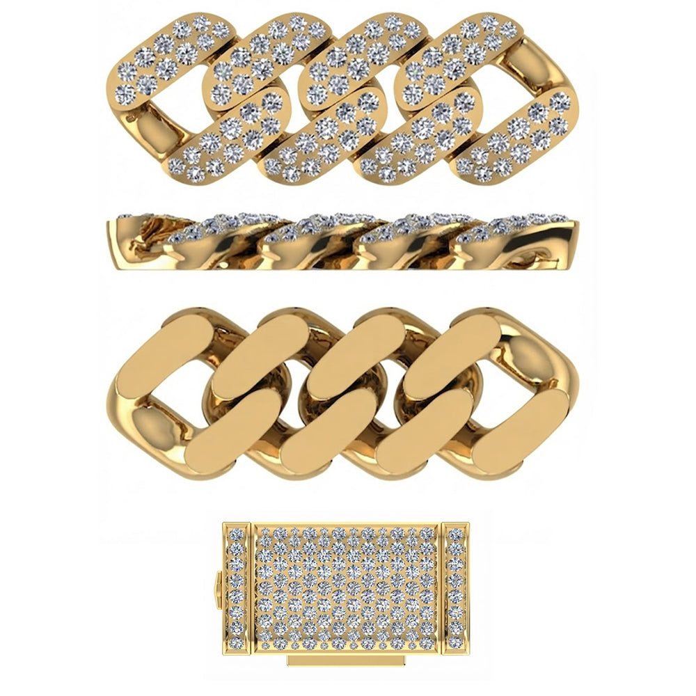 10mm Moissanite Diamond Double Row Fully Iced Classic Cuban Link Chain