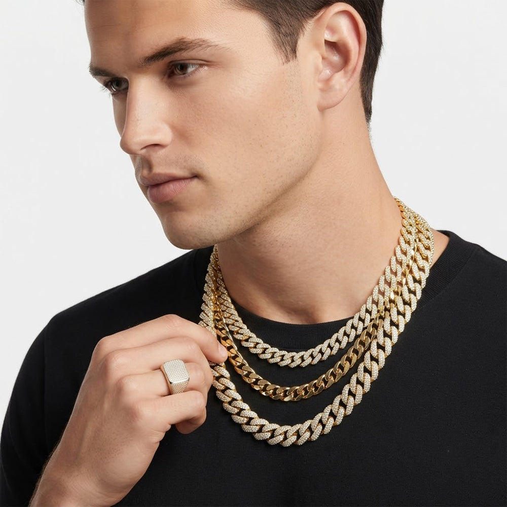 10mm Moissanite Diamond Double Row Fully Iced Classic Cuban Link Chain