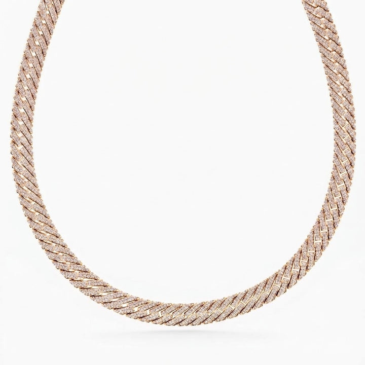 10mm Moissanite Diamond Fully Iced Angled Cuban Link Chain