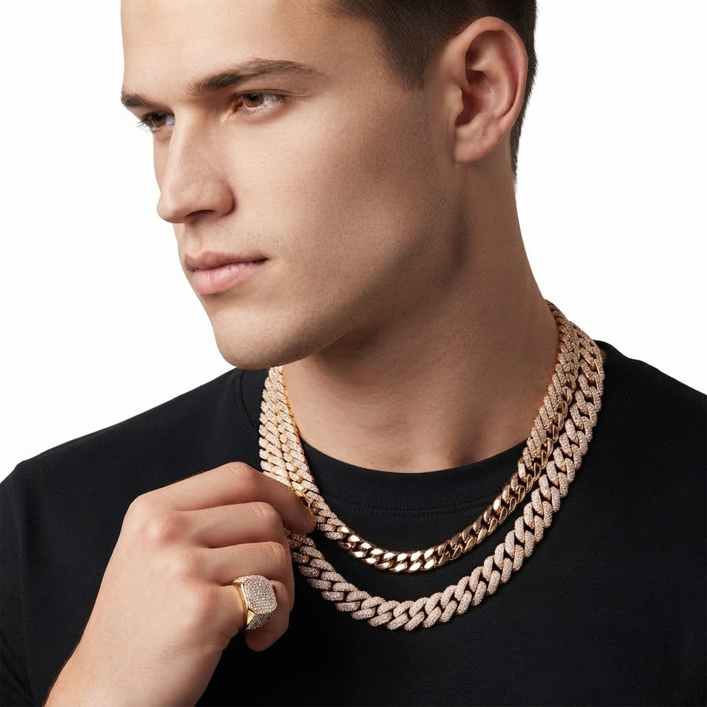 10mm Moissanite Diamond Fully Iced Angled Cuban Link Chain - 4.3mm Wide