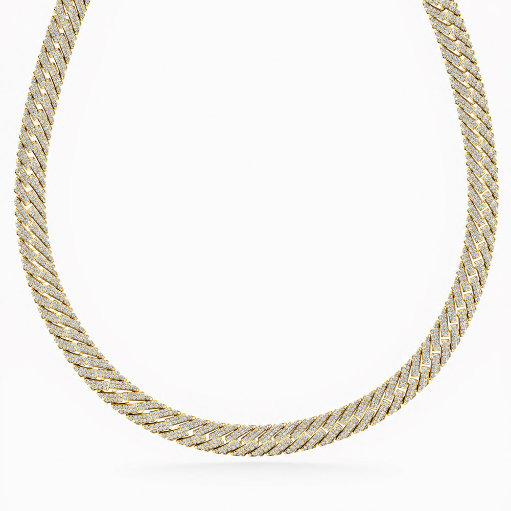 10mm Moissanite Diamond Fully Iced Angled Cuban Link Chain - 4.3mm Wide