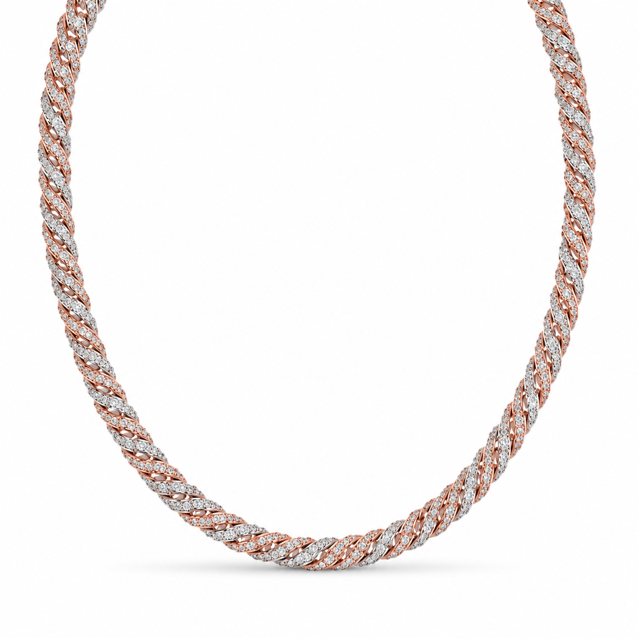 11mm Moissanite Diamond Fully Iced Two Tone Cuban Link Chain