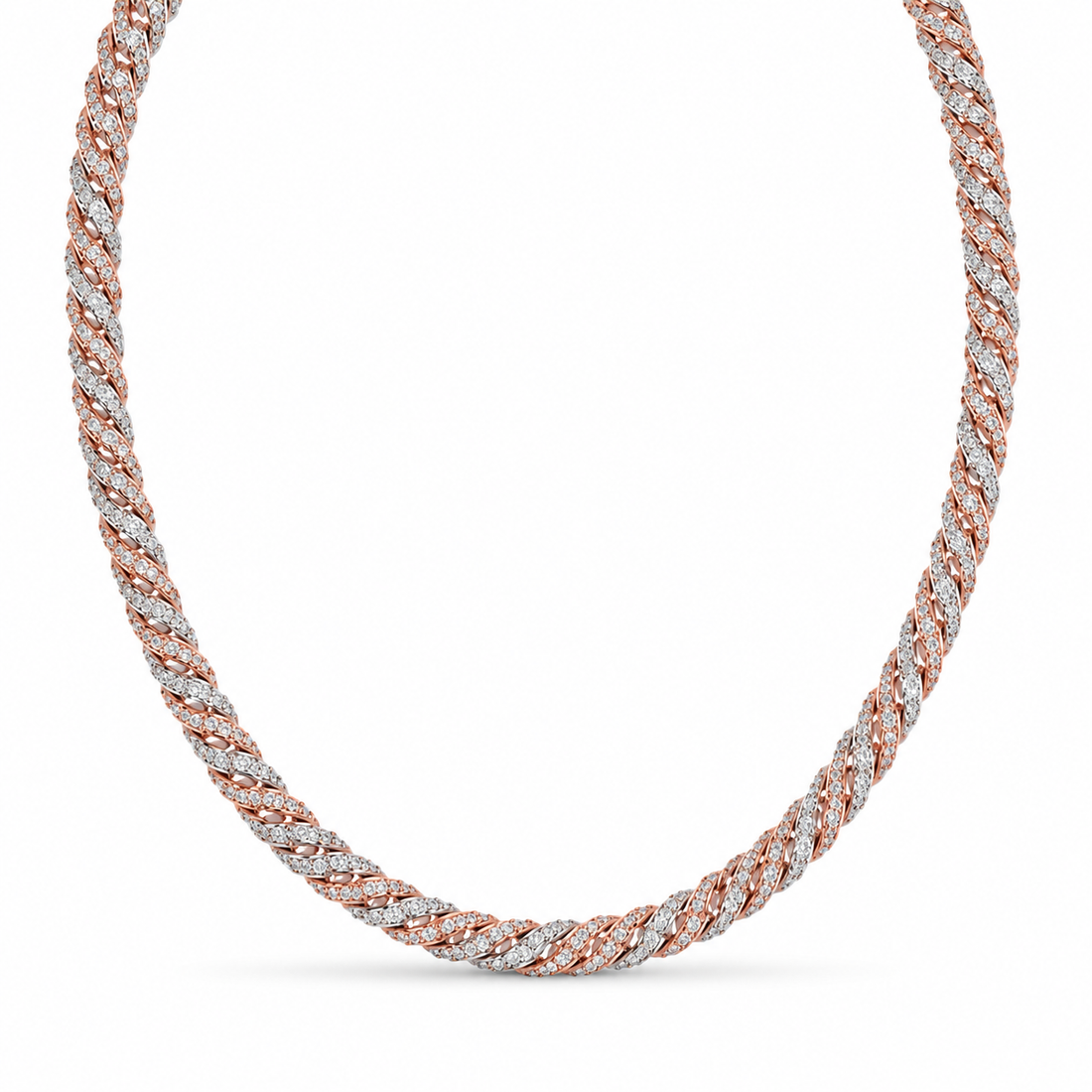 11mm Moissanite Diamond Fully Iced Two Tone Cuban Link Chain