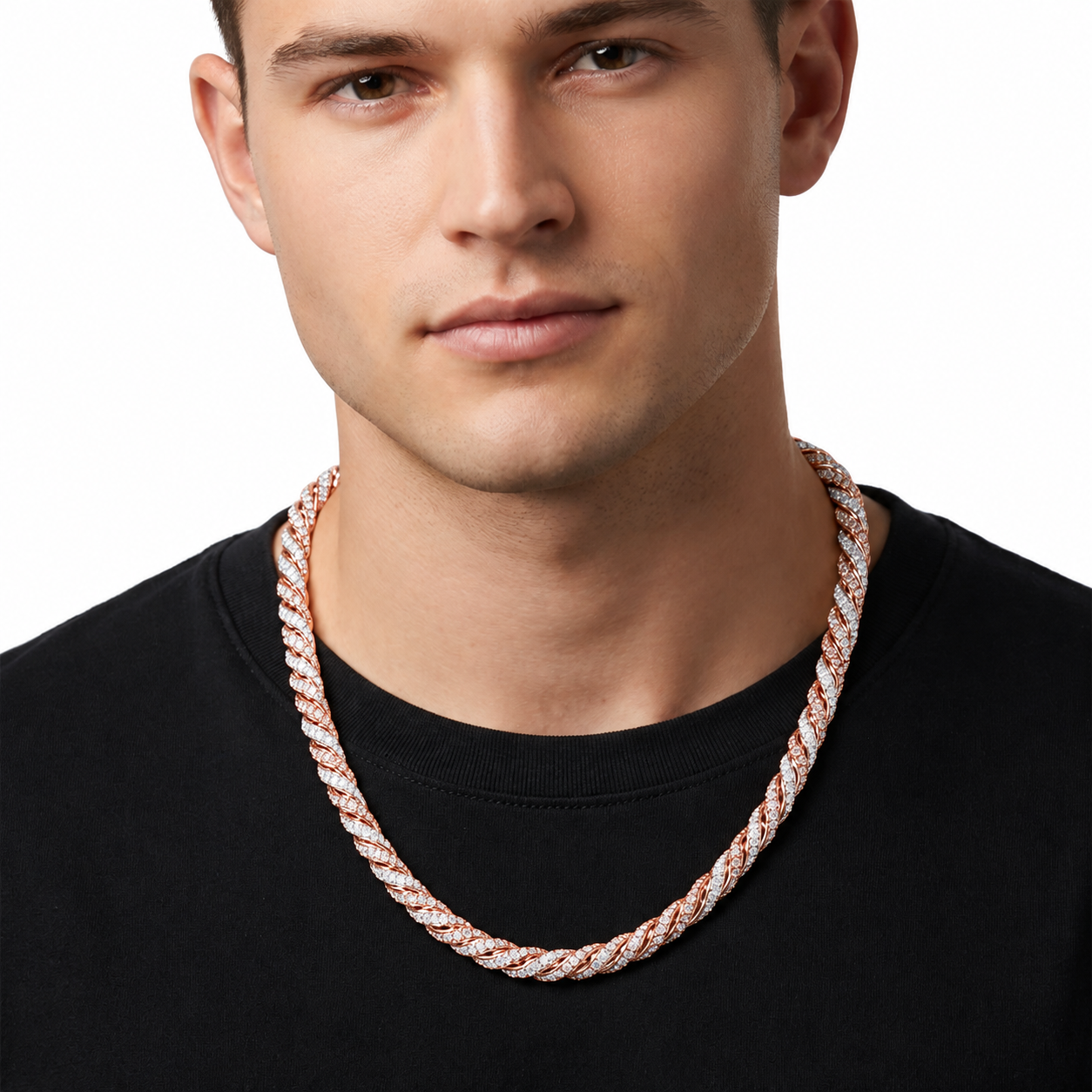11mm Moissanite Diamond Fully Iced Two Tone Cuban Link Chain