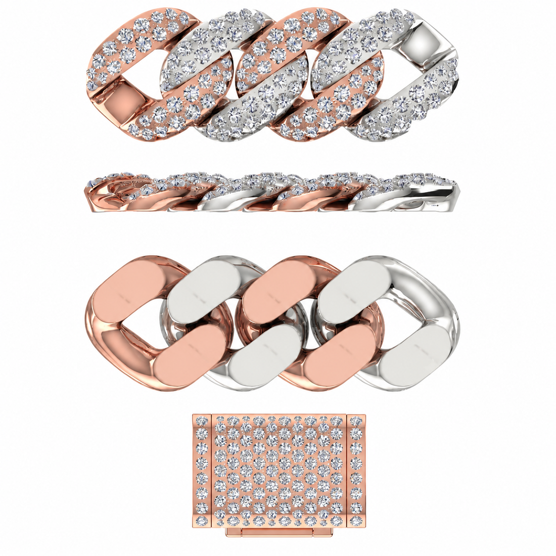 11mm Moissanite Diamond Fully Iced Two Tone Cuban Link Chain