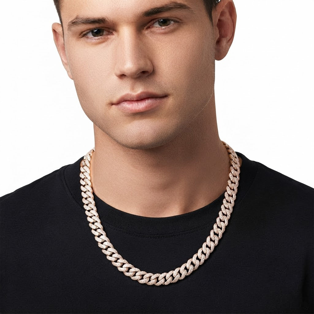 11mm Moissanite Diamond Fully Iced Double Row Cuban Link Chain