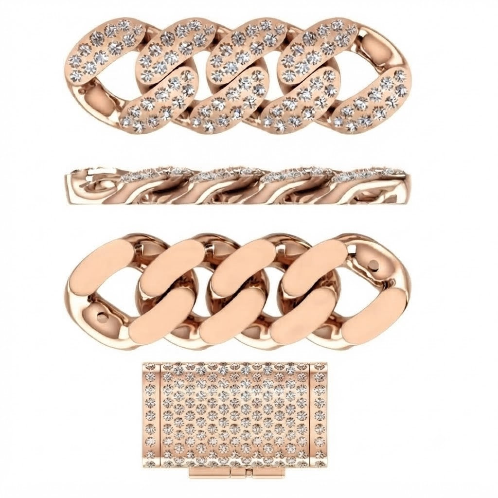 11mm Moissanite Diamond Fully Iced Double Row Cuban Link Chain