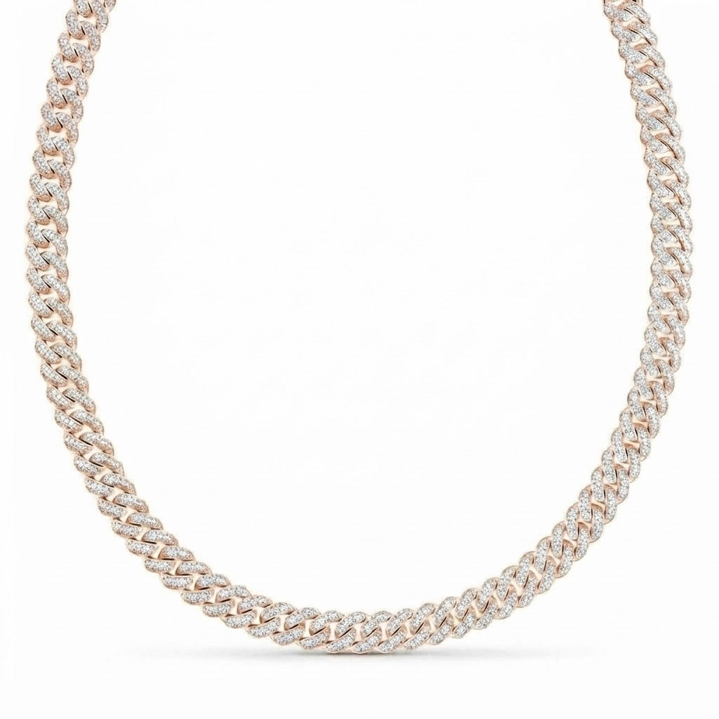 11mm Moissanite Diamond Fully Iced Double Row Cuban Link Chain