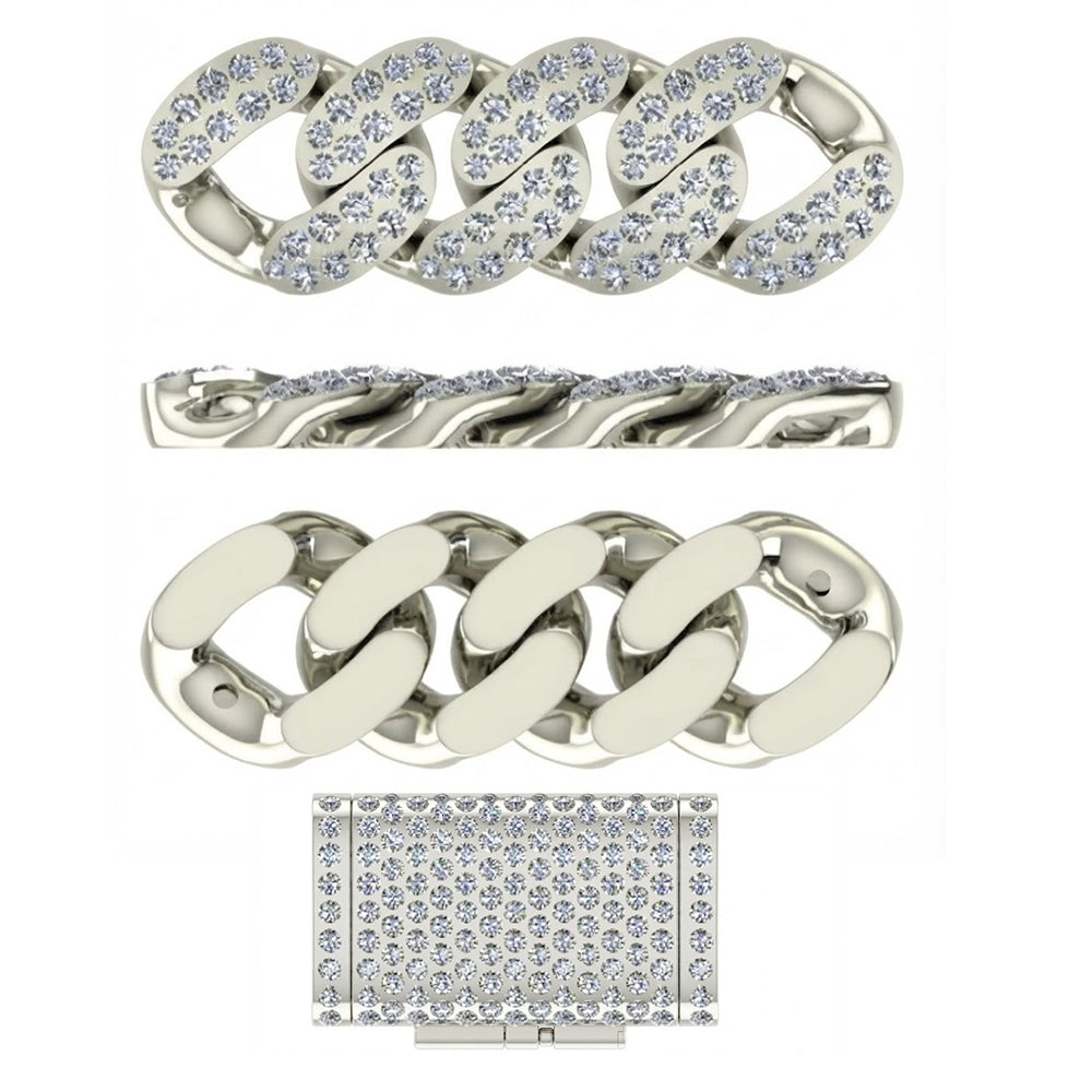 11mm Moissanite Diamond Fully Iced Double Row Cuban Link Chain