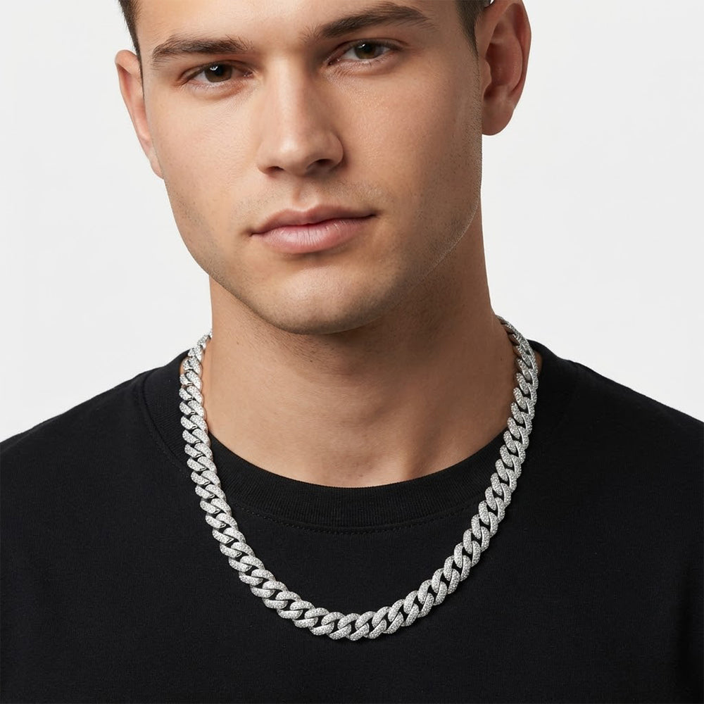 11mm Moissanite Diamond Fully Iced Double Row Cuban Link Chain