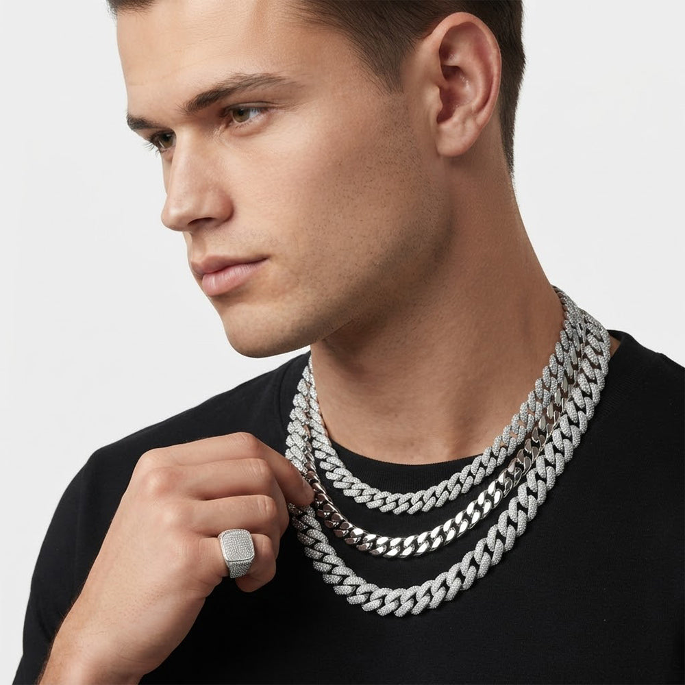 11mm Moissanite Diamond Fully Iced Double Row Cuban Link Chain