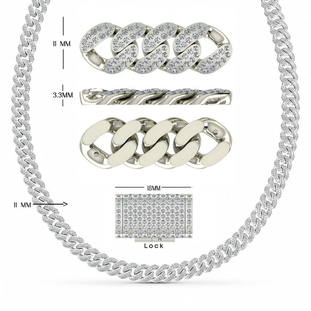11mm Moissanite Diamond Fully Iced Double Row Cuban Link Chain