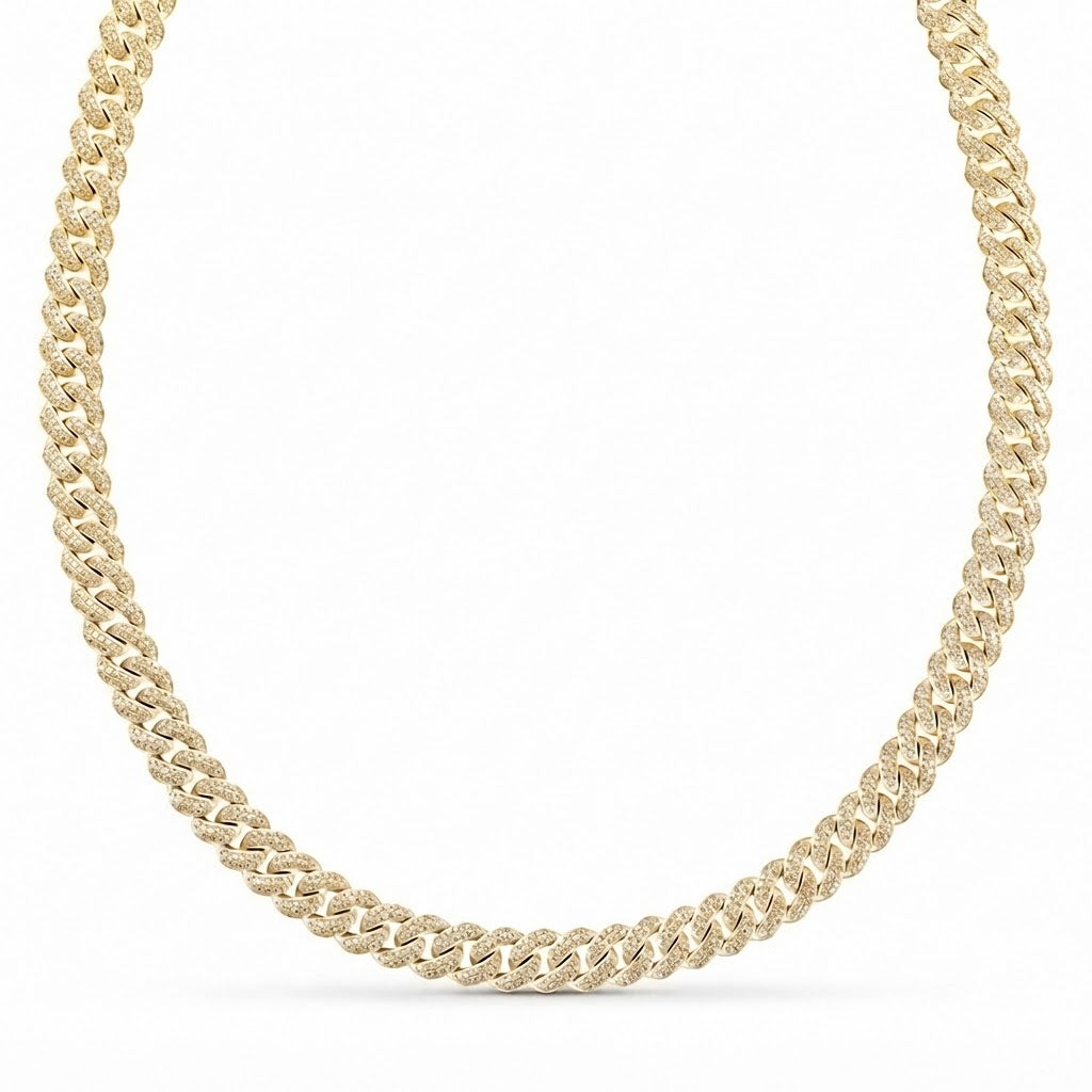 11mm Moissanite Diamond Fully Iced Double Row Cuban Link Chain