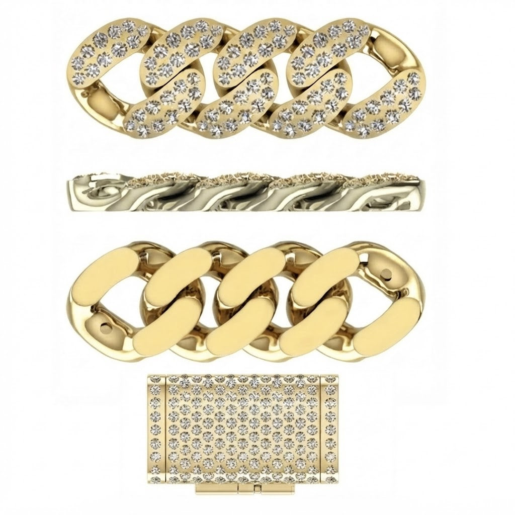 11mm Moissanite Diamond Fully Iced Double Row Cuban Link Chain