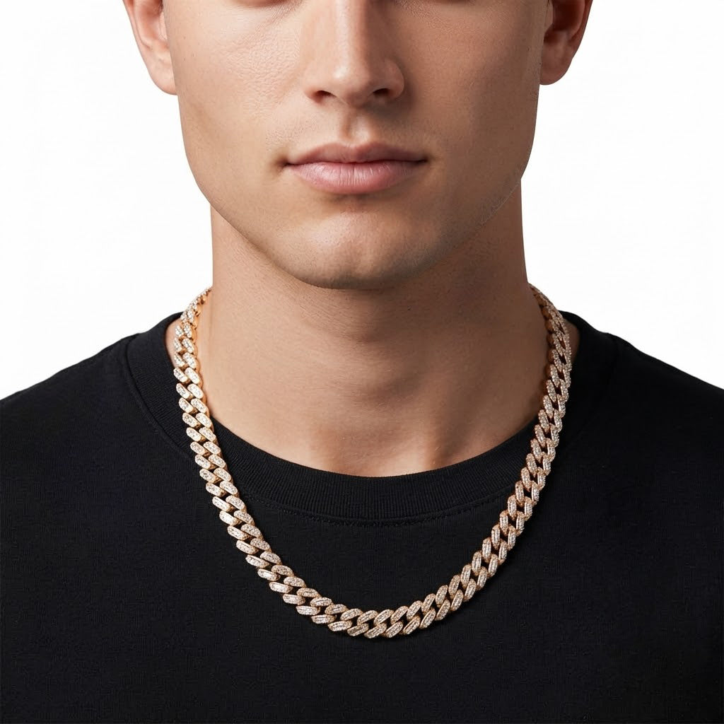 11mm Moissanite Diamond Baguette Iced Cuban Link Chain