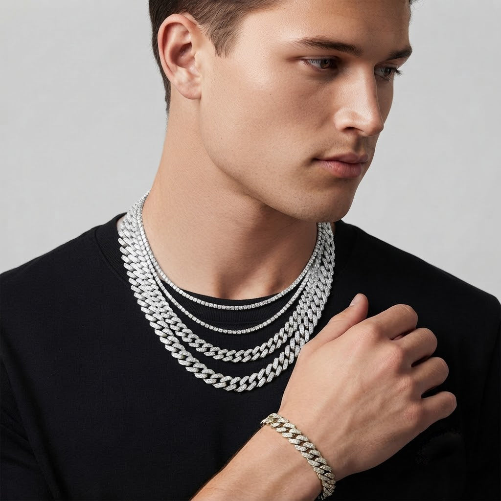 11mm Moissanite Diamond Baguette Iced Cuban Link Chain