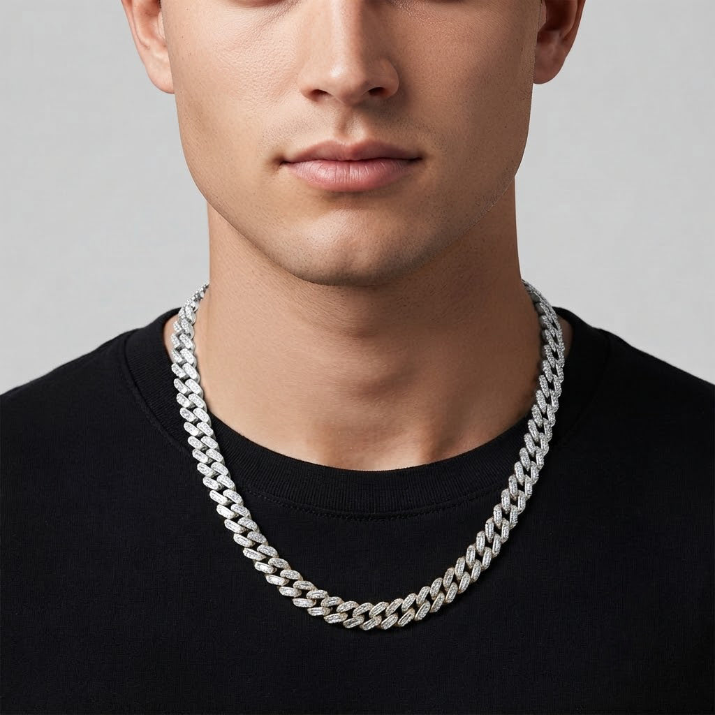 11mm Moissanite Diamond Baguette Iced Cuban Link Chain
