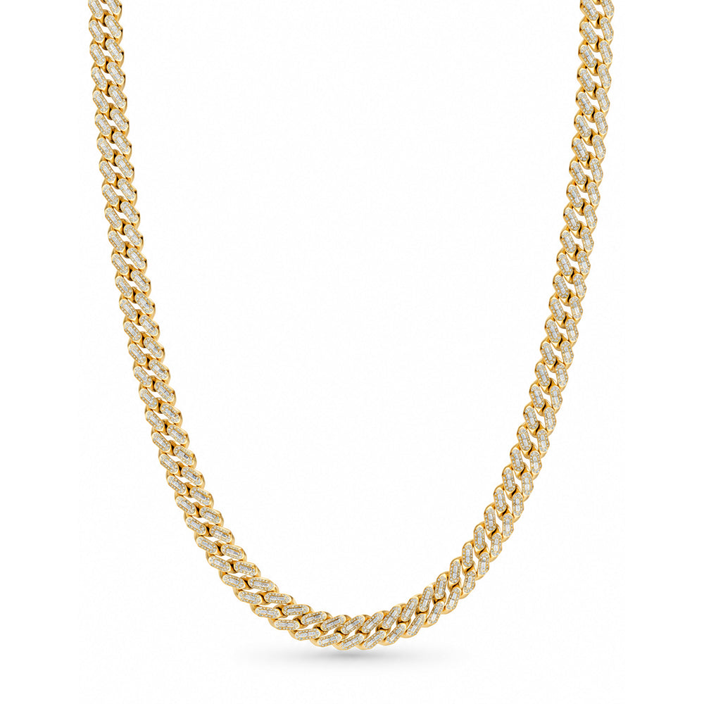 11mm Moissanite Diamond Baguette Iced Cuban Link Chain