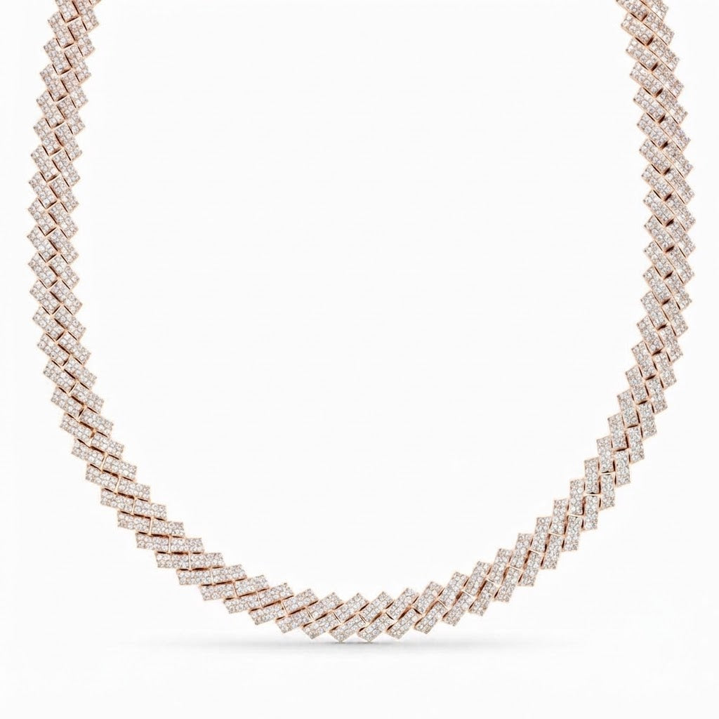 11mm Moissanite Diamond Fully Iced Square Double Row Cuban Link Chain
