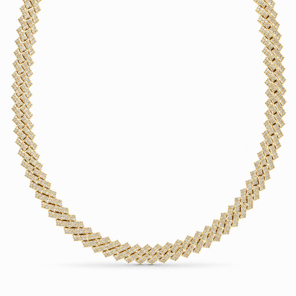 11mm Moissanite Diamond Fully Iced Square Double Row Cuban Link Chain