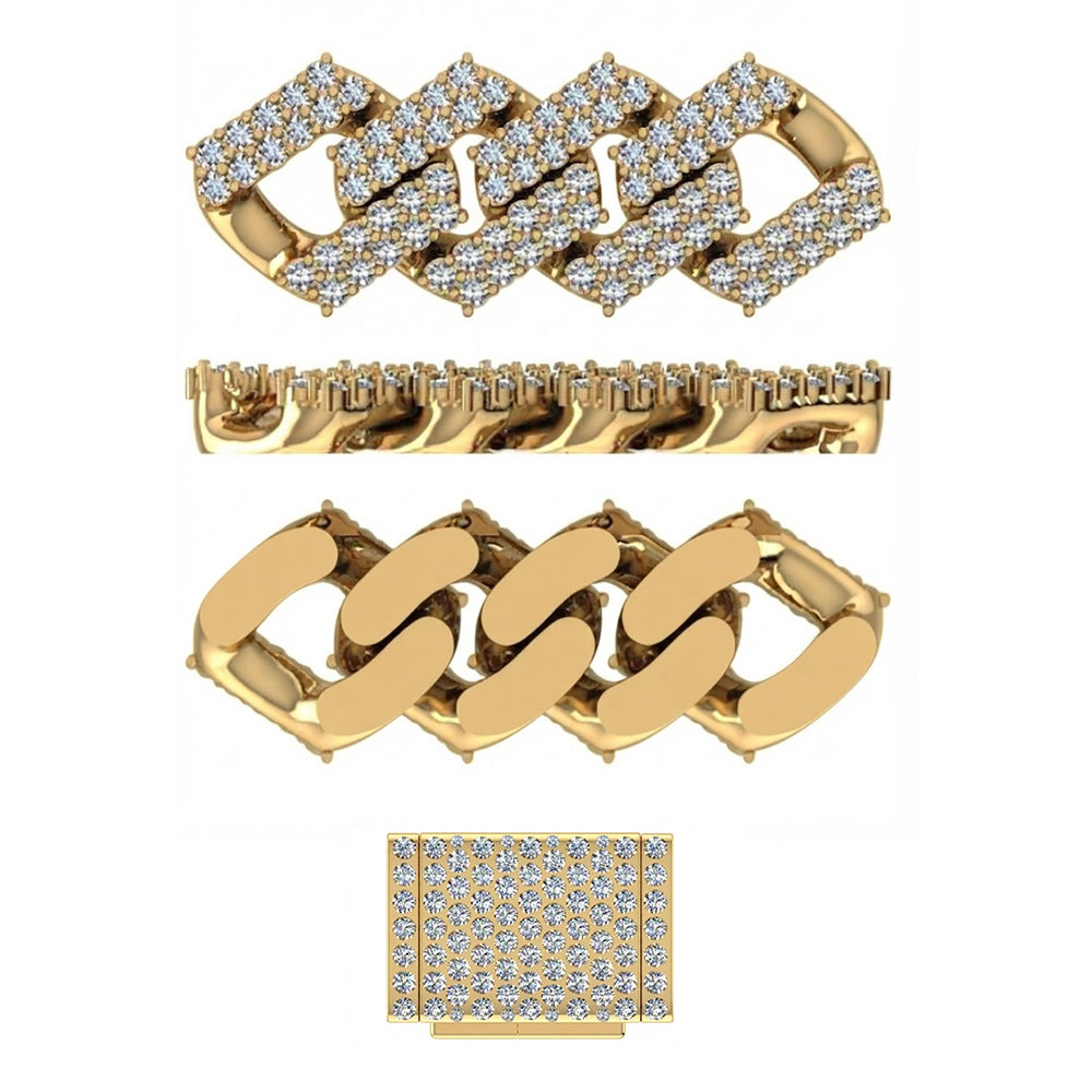 11mm Moissanite Diamond Fully Iced Square Double Row Cuban Link Chain