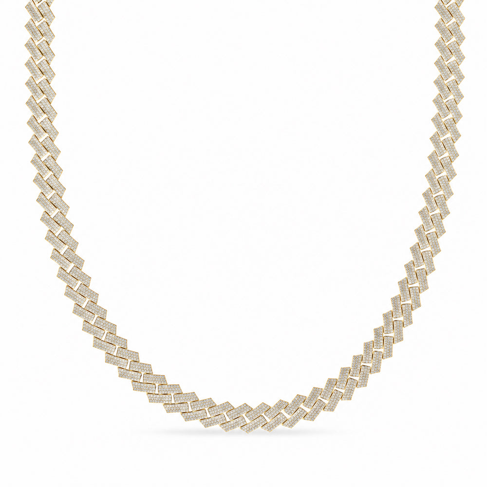 11mm Moissanite Diamond Fully Iced Square Three Row Cuban Link Chain