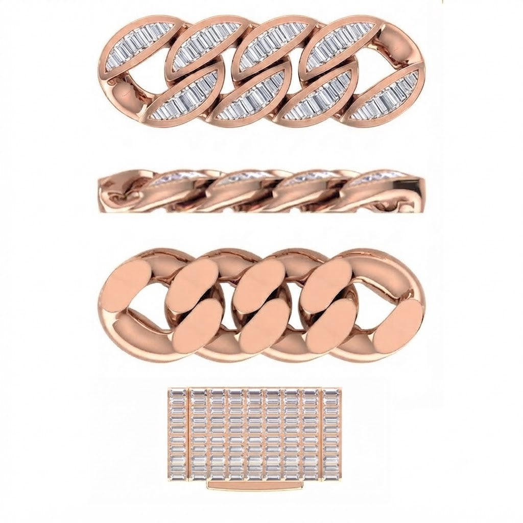 11mm Moissanite Diamond Baguette Iced Cuban Link Chain