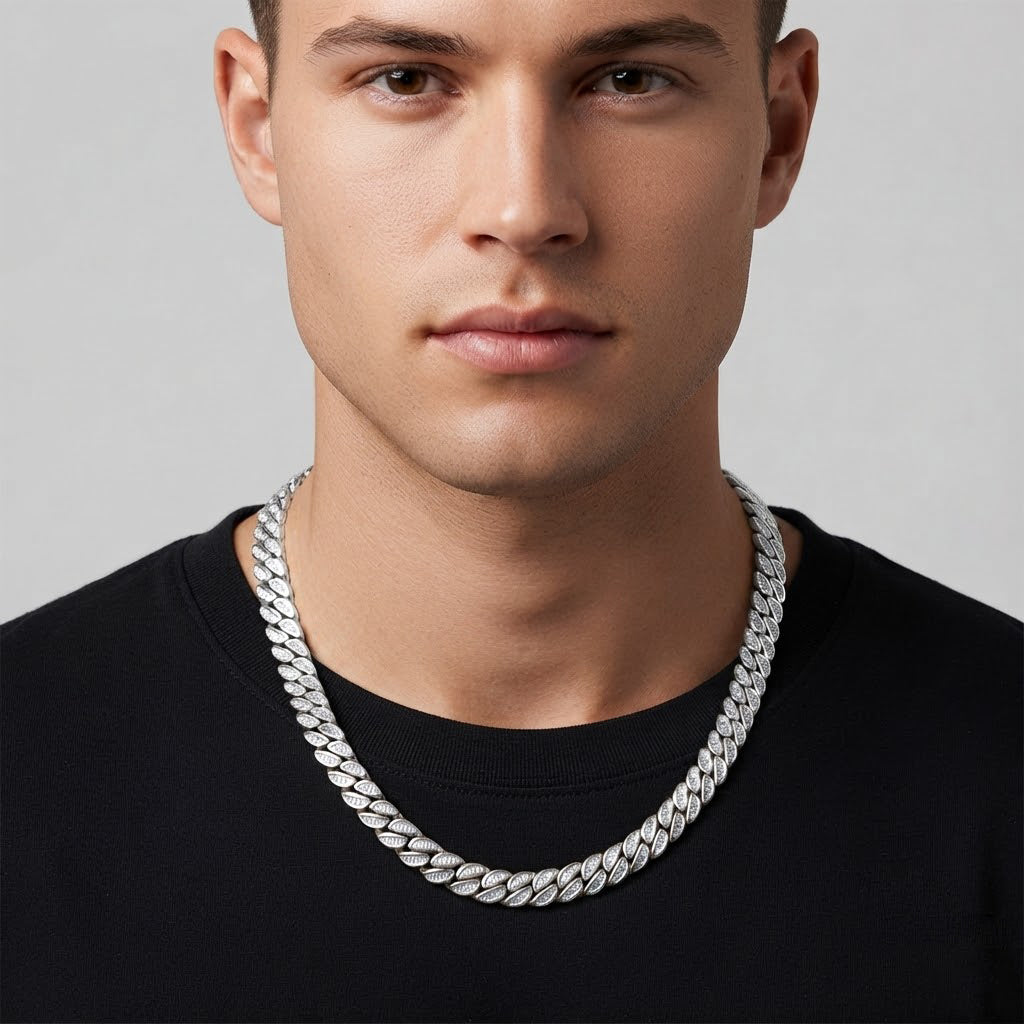 11mm Moissanite Diamond Baguette Iced Cuban Link Chain