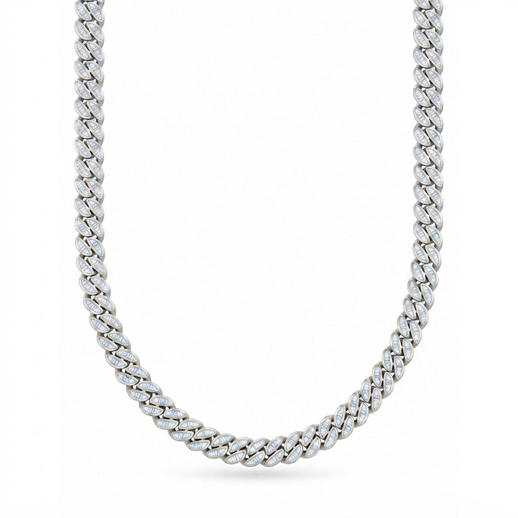 11mm Moissanite Diamond Baguette Iced Cuban Link Chain