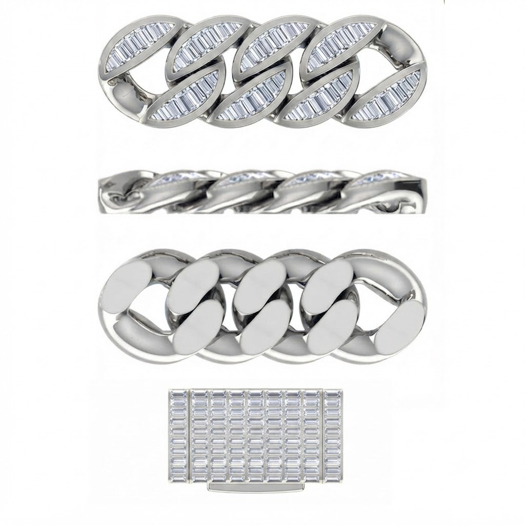 11mm Moissanite Diamond Baguette Iced Cuban Link Chain