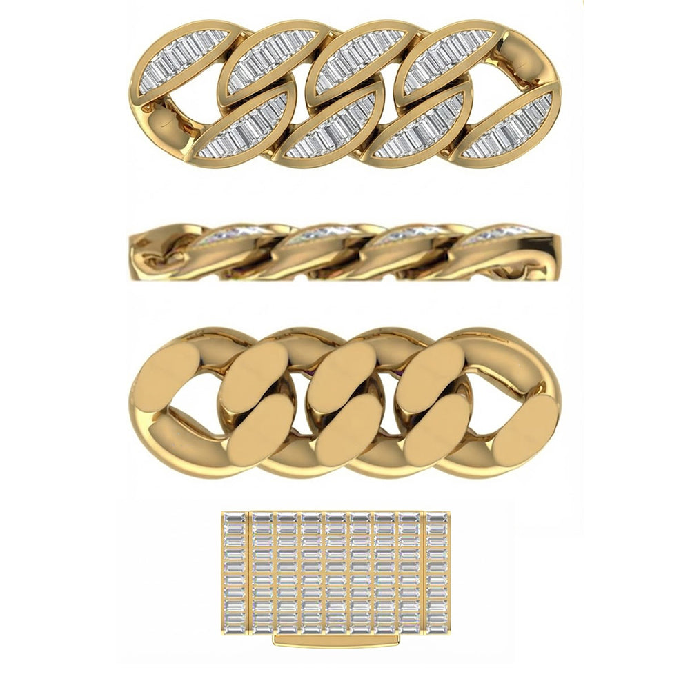 11mm Moissanite Diamond Baguette Iced Cuban Link Chain