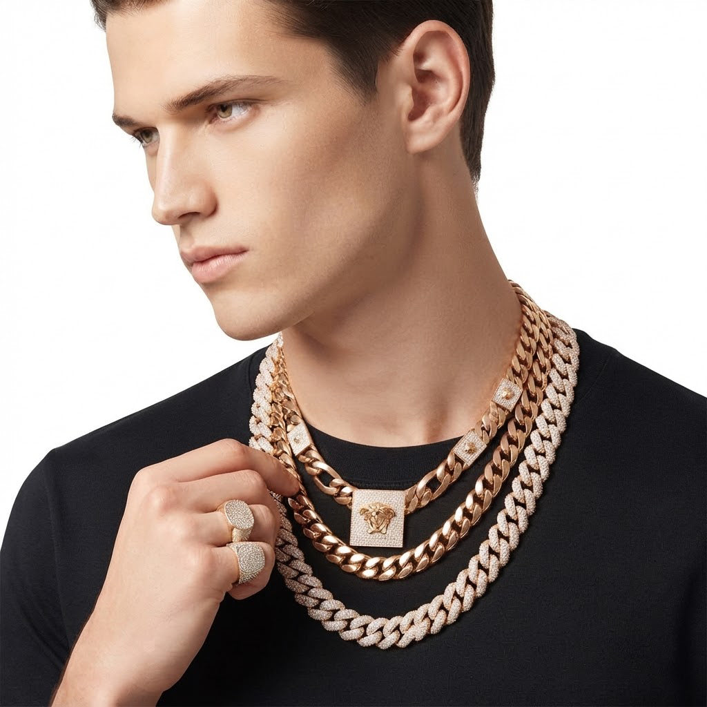 13mm Moissanite Diamond Medusa Cuban Link Chain with 25mm Pendant
