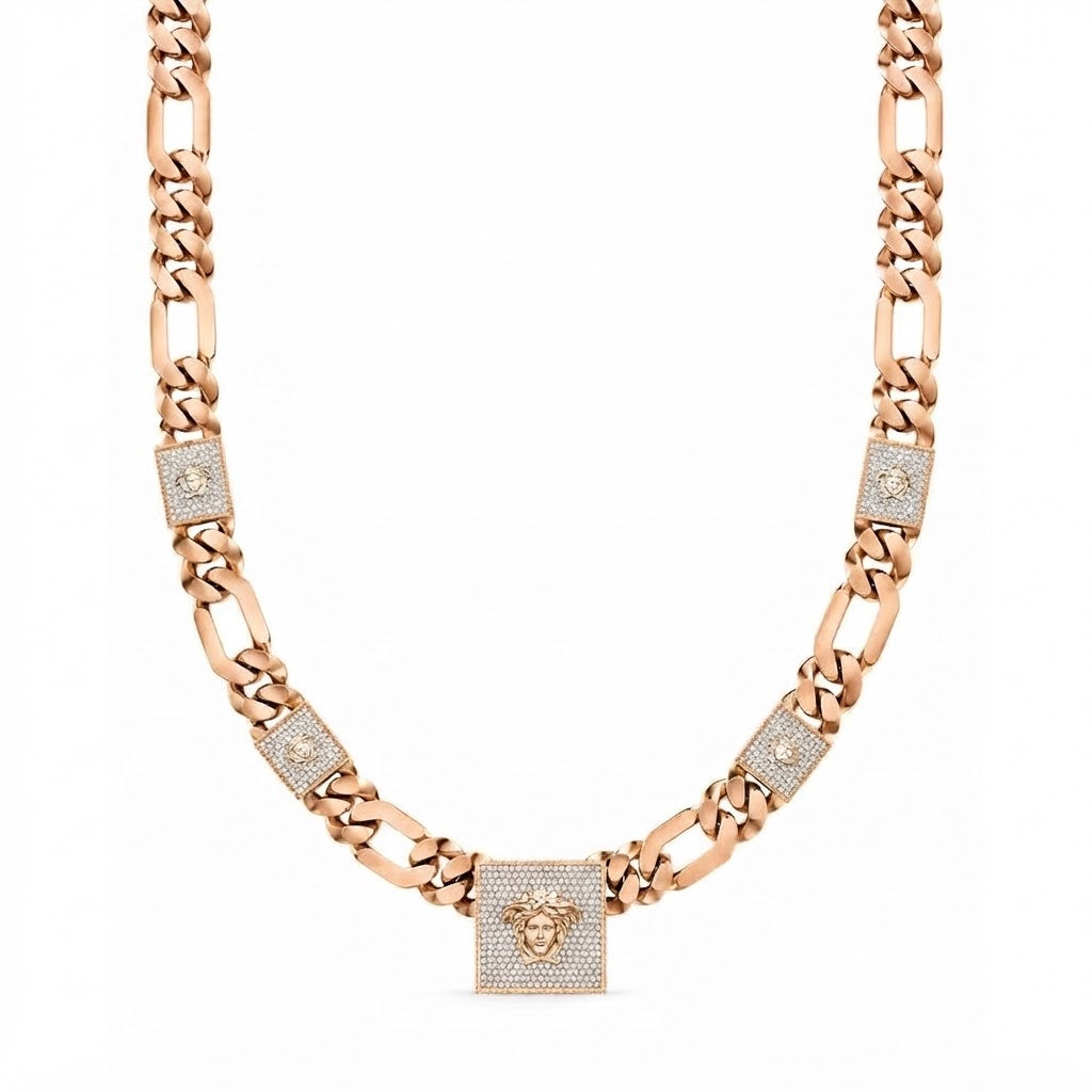 13mm Moissanite Diamond Medusa Cuban Link Chain with 25mm Pendant
