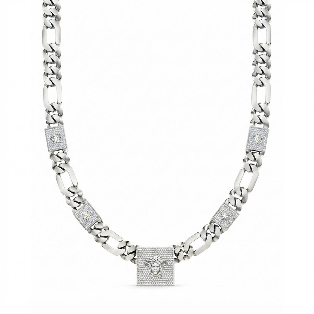 13mm Moissanite Diamond Medusa Cuban Link Chain with 25mm Pendant