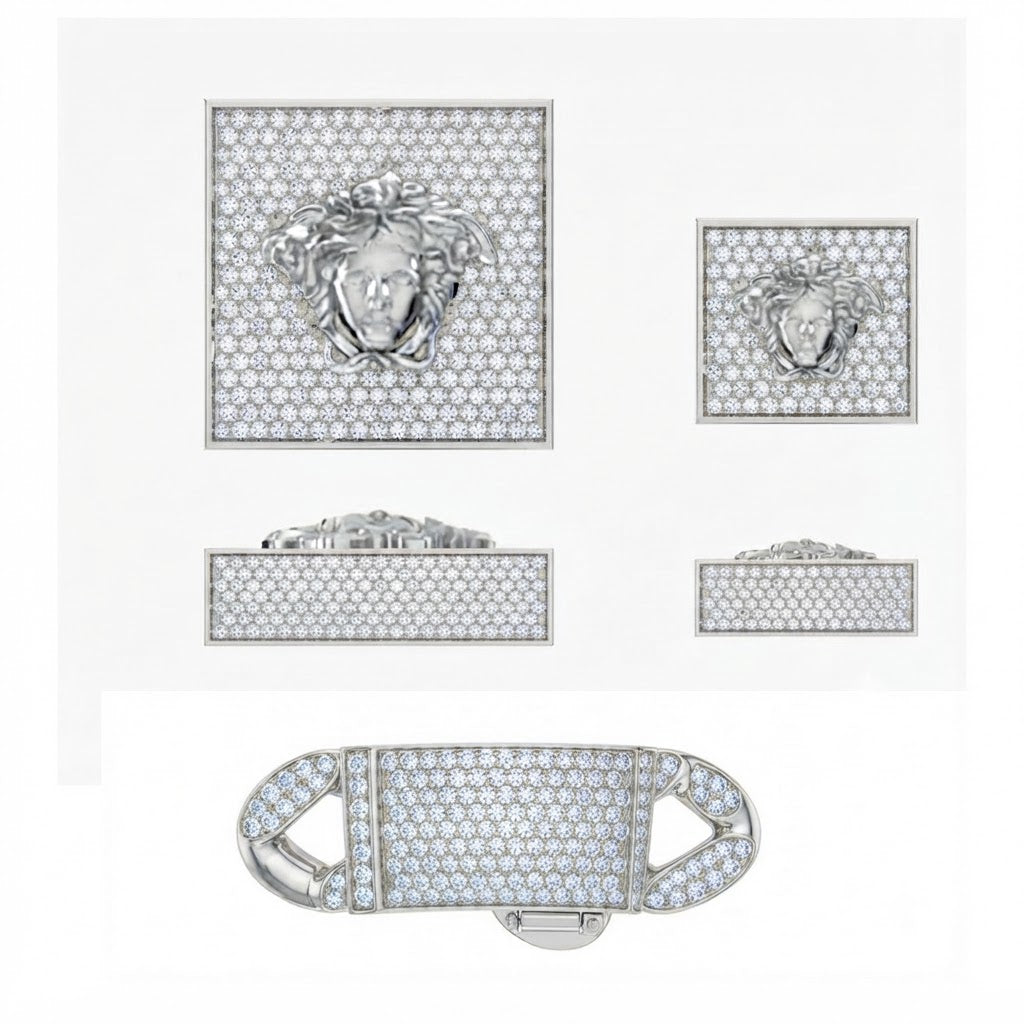 13mm Moissanite Diamond Medusa Cuban Link Chain with 25mm Pendant