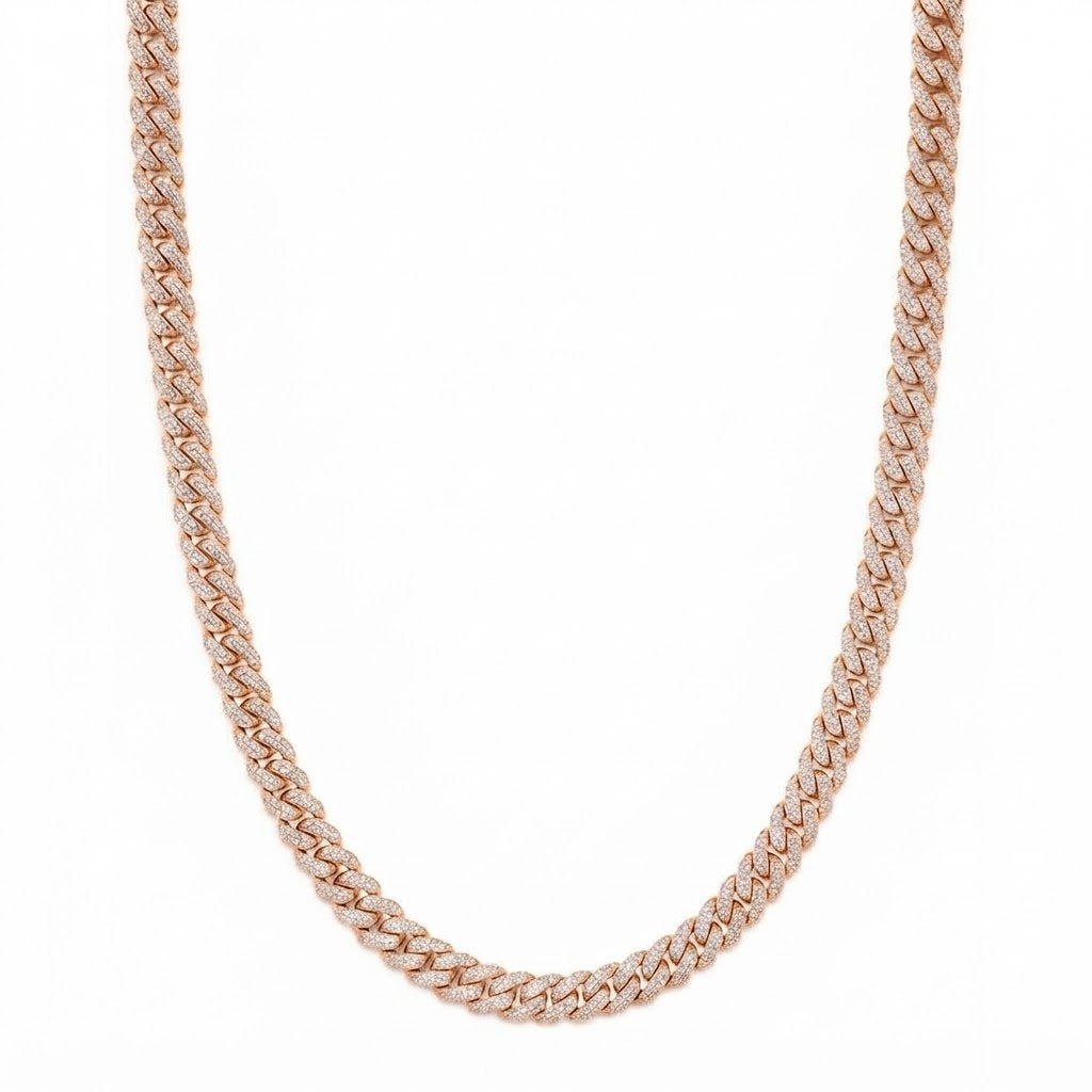 13mm Moissanite Diamond Fully Iced Cuban Link Chain – 25mm Lock