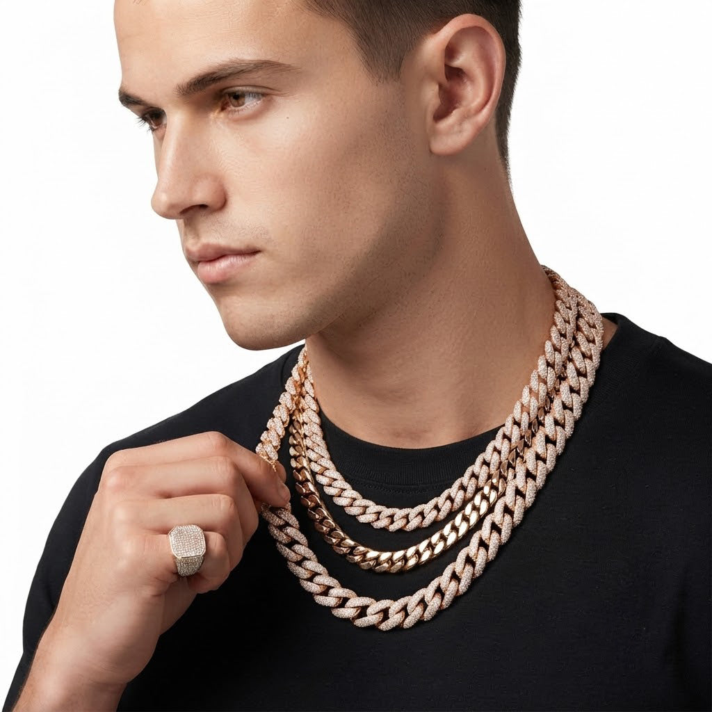 13mm Moissanite Diamond Fully Iced Cuban Link Chain – 25mm Lock
