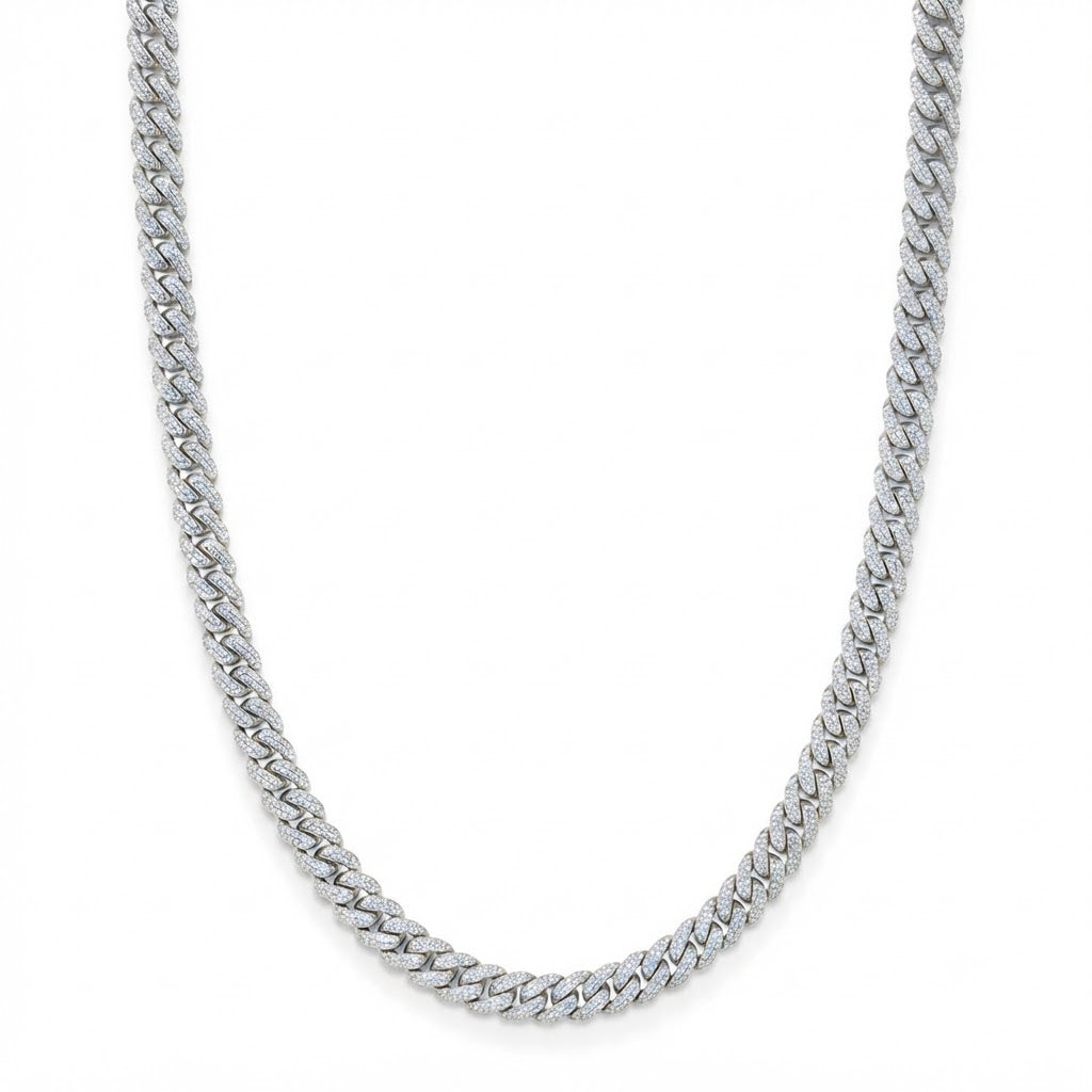 13mm Moissanite Diamond Fully Iced Cuban Link Chain – 25mm Lock