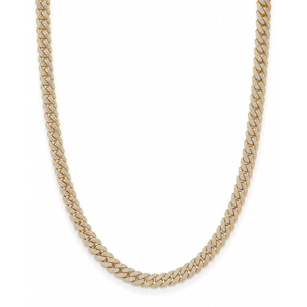 13mm Moissanite Diamond Fully Iced Cuban Link Chain – 25mm Lock