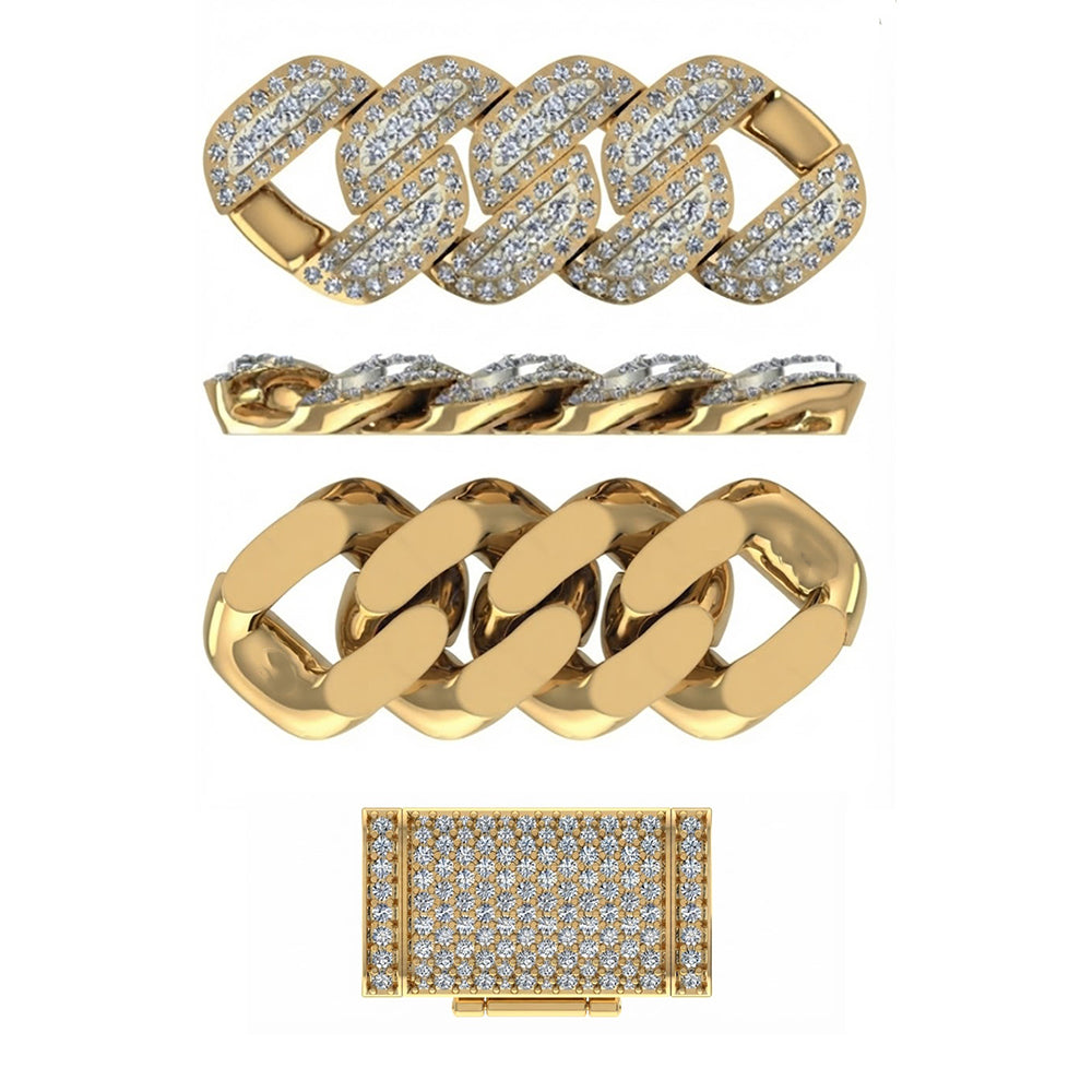 13mm Moissanite Diamond Fully Iced Cuban Link Chain – 25mm Lock