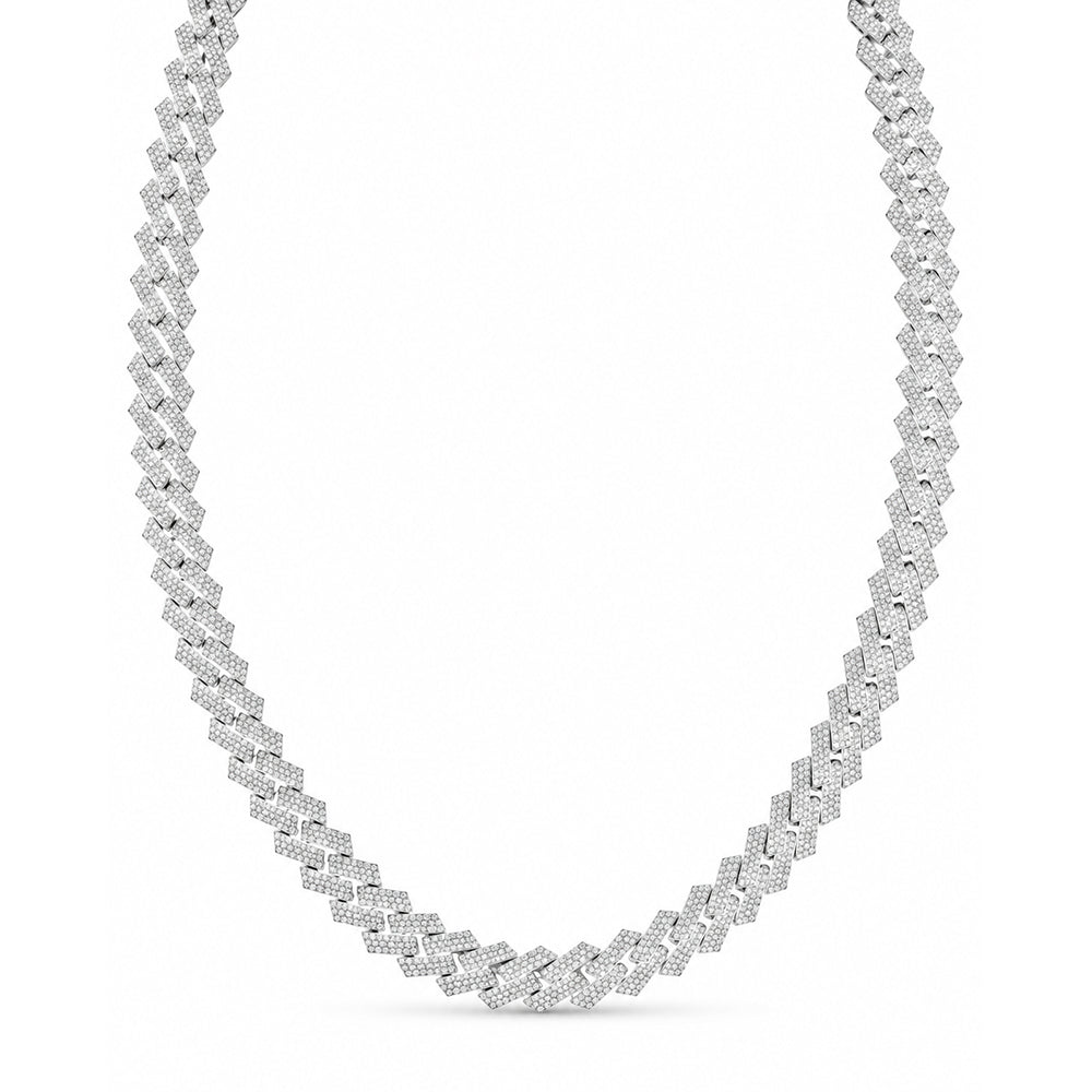 13mm Moissanite Diamond Fully Iced Three Row Square Cuban Link Chain