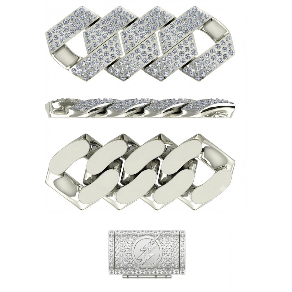 13mm Moissanite Diamond Fully Iced Three Row Square Cuban Link Chain