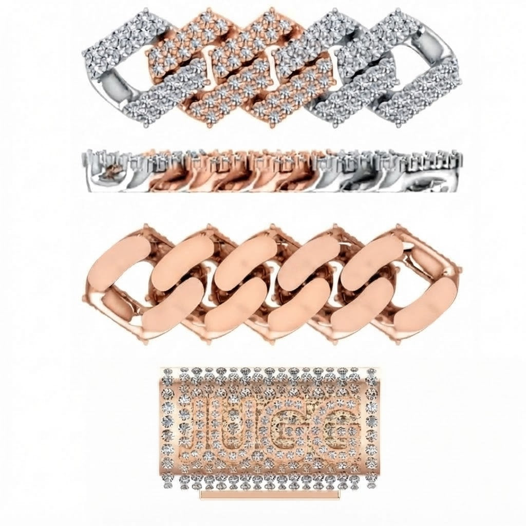13mm Moissanite Diamond Two-Tone Fully Iced Cuban Link Chain