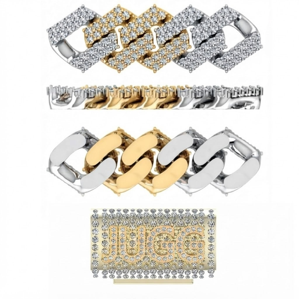 13mm Moissanite Diamond Two-Tone Fully Iced Cuban Link Chain