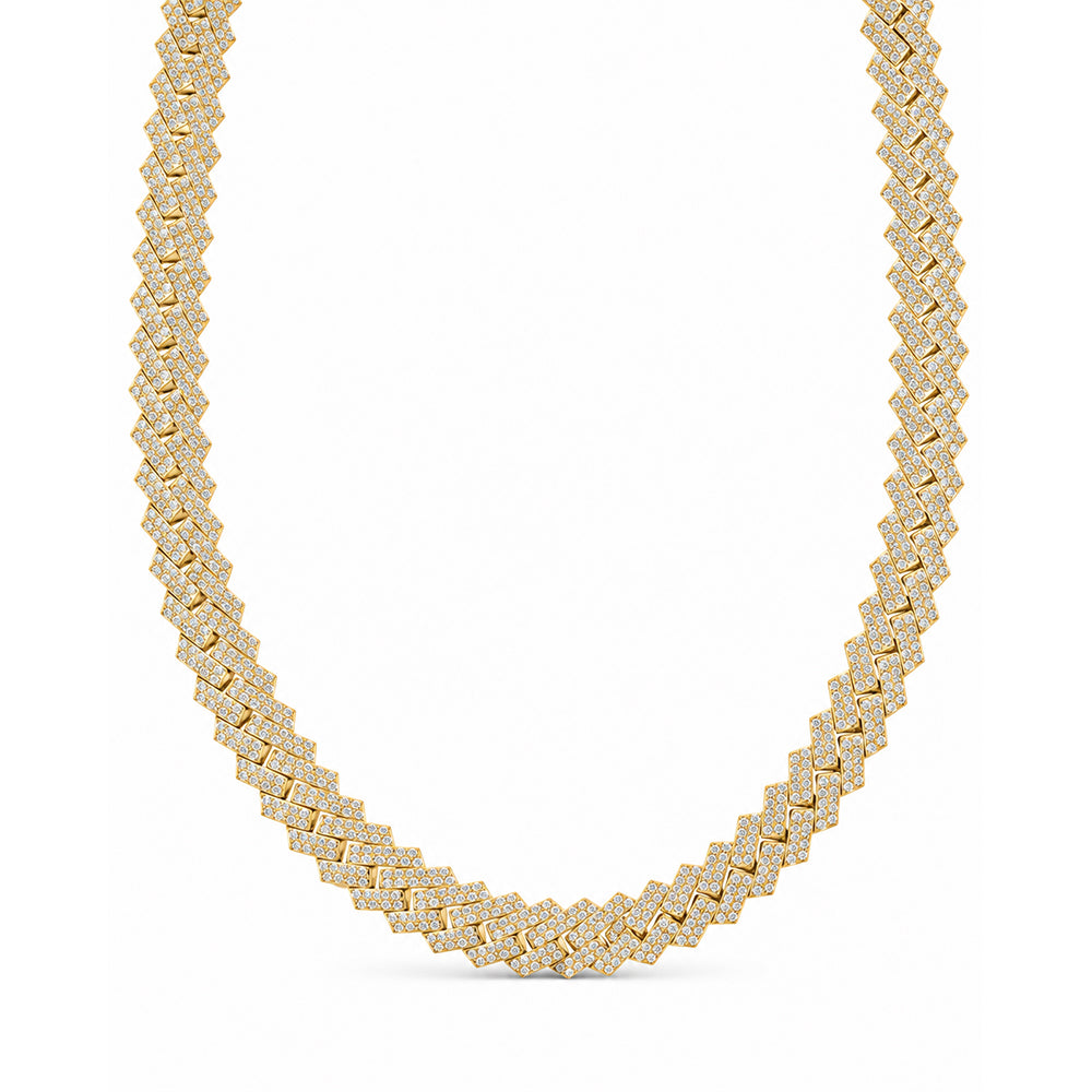 13mm Iced Double Row Cuban Link Chain with Moissanite Diamonds