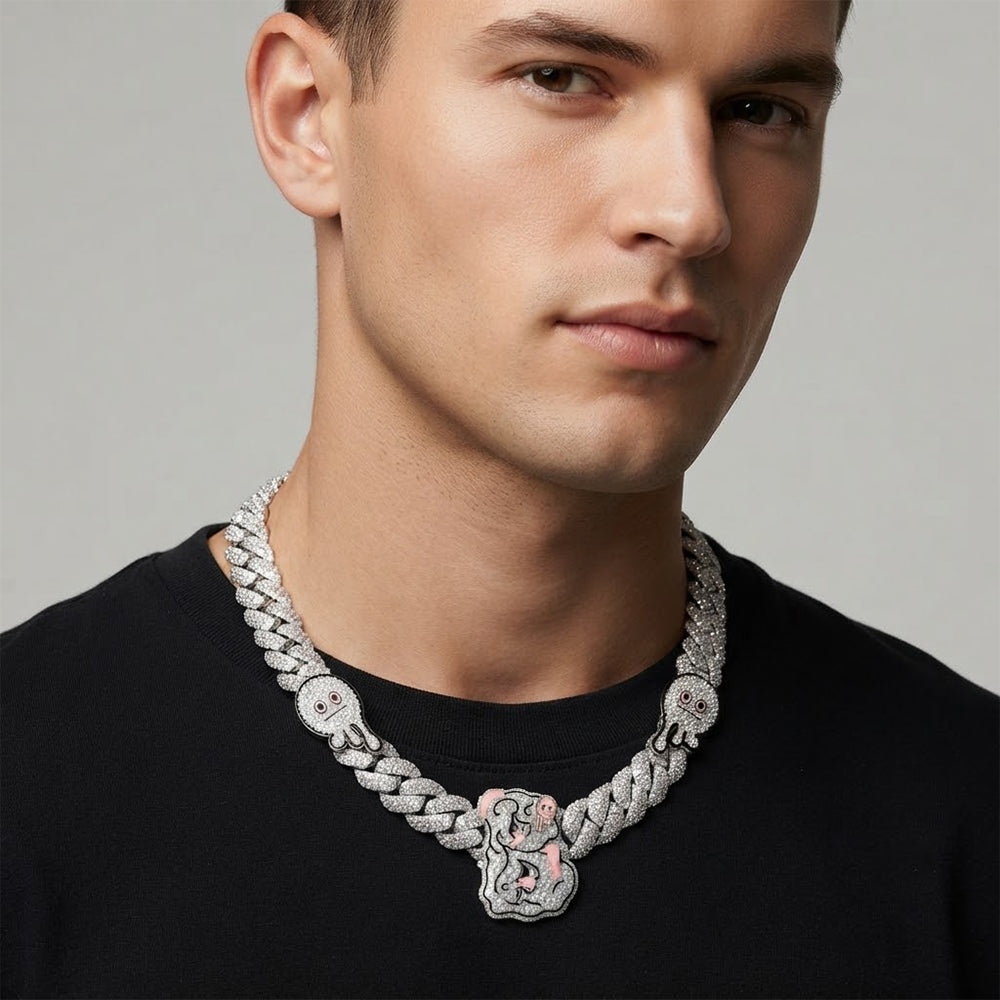 14mm Moissanite Diamond Fully Iced Cartoon Cuban Link Chain