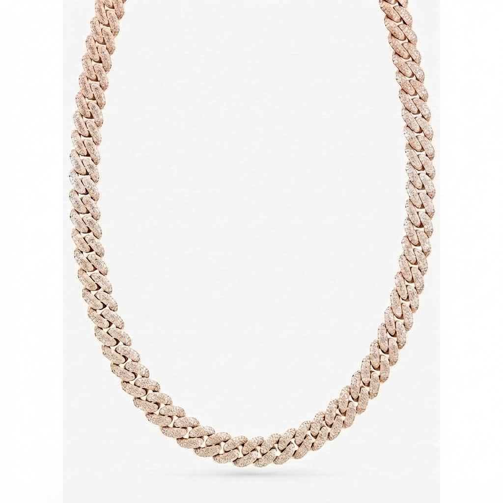 14mm Moissanite Diamond Fully Iced Three Row Cuban Link Chain
