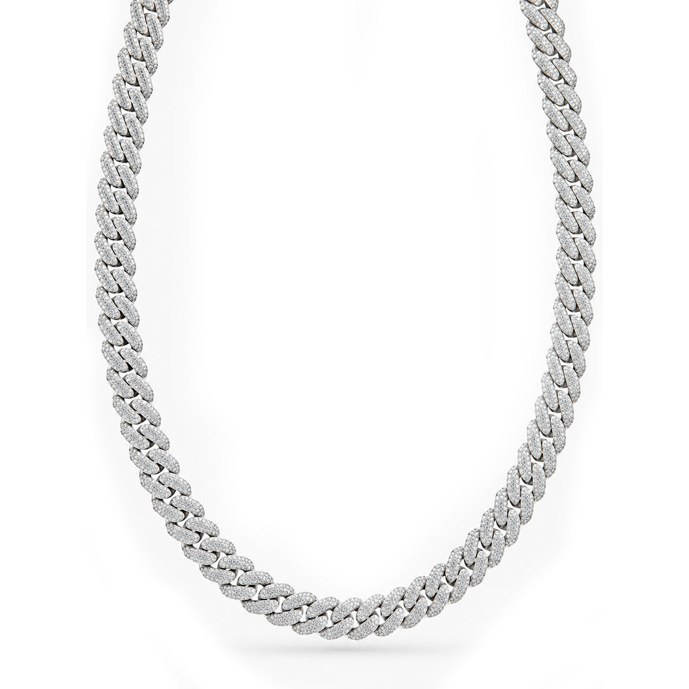 14mm Moissanite Diamond Fully Iced Three Row Cuban Link Chain